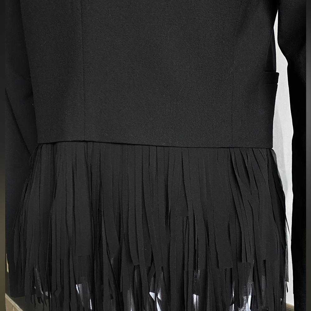 Banana Republic Blazer Jacket with Fringe Bottom NWT  size 2. Jet Black - Picture 10 of 11